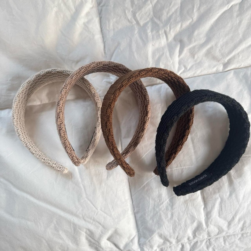 Knitted Headband Set - Black, Brown, Tan, Cream